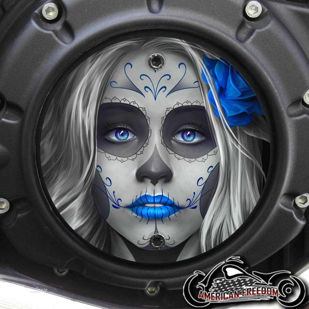 Indian Scout Derby Cover - Sugar Skull Blue